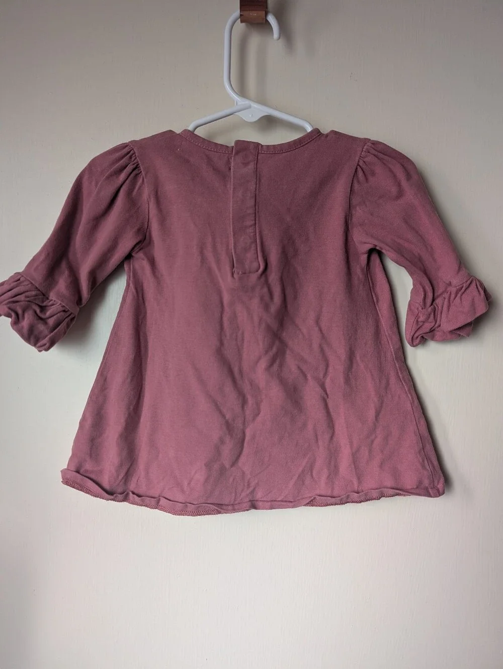 Dusty Rose Long Ruffle Sleeve Tee 6-9m
